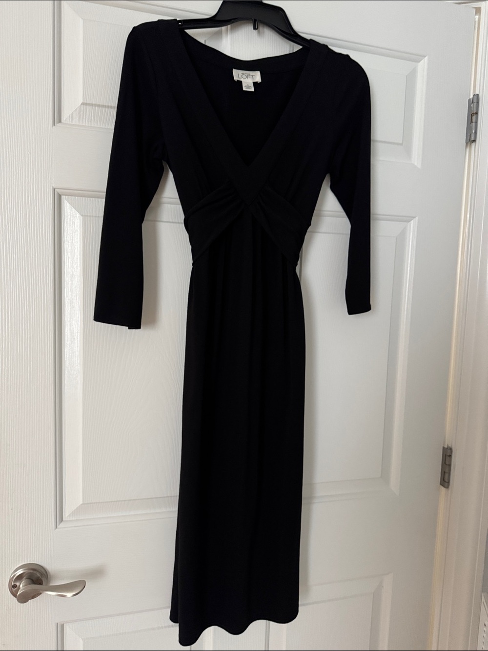 LOFT Black  V-Neck Twist Front  Dress